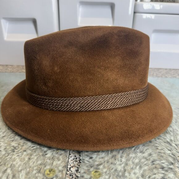 Vintage 1979 Dobbs Fifth Ave New York Fedora Hat Men's 7 1/8 Brown Fur Felt - Picture 9 of 16